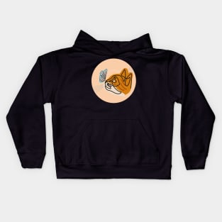 Vinyl - Cat gold and white and Butterlfy blue and red minimalist line art Kids Hoodie